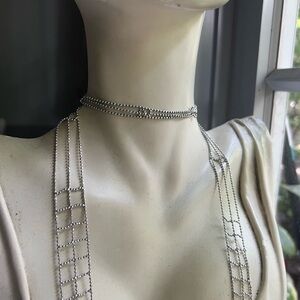 Unique Vintage Wraparound or hang straight down Silver Beaded Necklace
